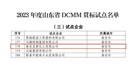 泰安圣奧成功入選山東省DCMM貫標試點企業(yè)名...