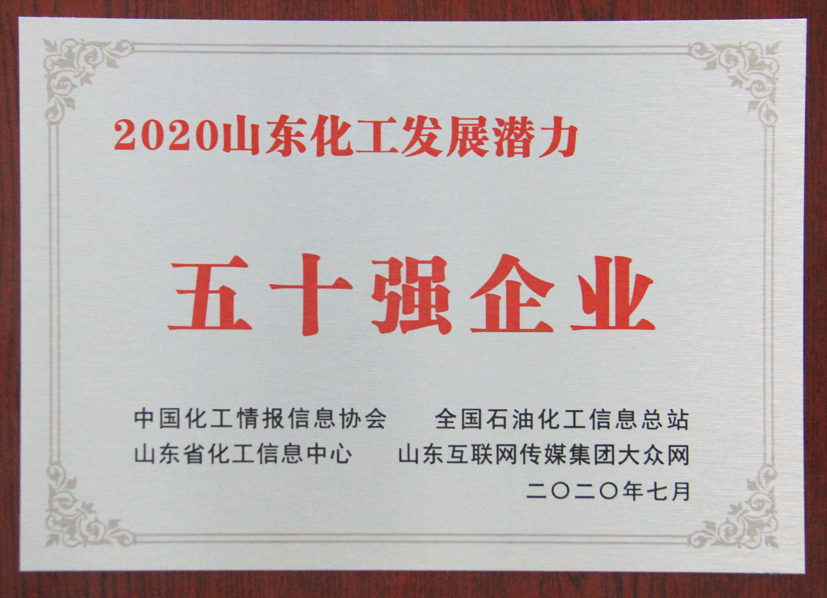 山東圣奧榮獲“山東化工發(fā)展?jié)摿ξ迨畯娖髽I(yè)...